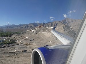 Flying into Leh Stark Terrain, Monasteries perched atop rocky outcrops 