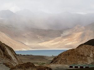 Pangong Lake from its only entrance by road