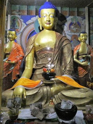 Buddha statue at Summar Monastery Nubra Valley, Ladakh, India