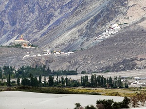 Diskit monastery and Maitreya statue, Nubra valley, Ladakh, India