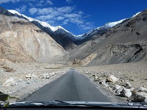 Long straight road in Ladakh