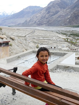 Young Ladakhi girl at Panamik Hot pools Nubra Valley, Ladakh India