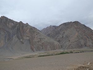 Striated mountains in the Padum Zangla region 