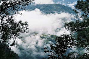 Misty mountains in the Himalayas from Joshimath India 2006 