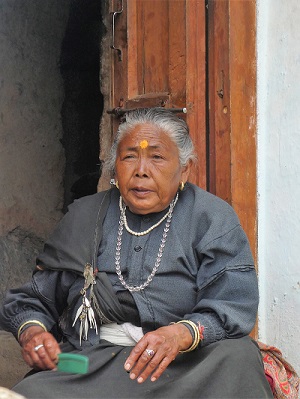 Local lady in Mana Village, Tibetan Mongolian Indian heritage - Himalayas, India