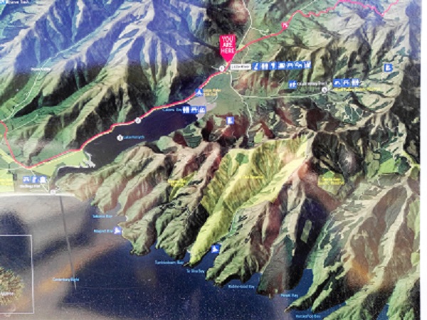 A map of the South Bays of Banks Peninsula. Canterbury, NZ