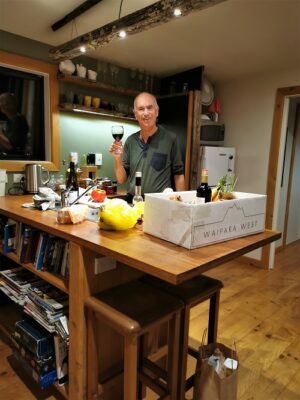 Manfred preparing to cook at Kingfisher Cottage