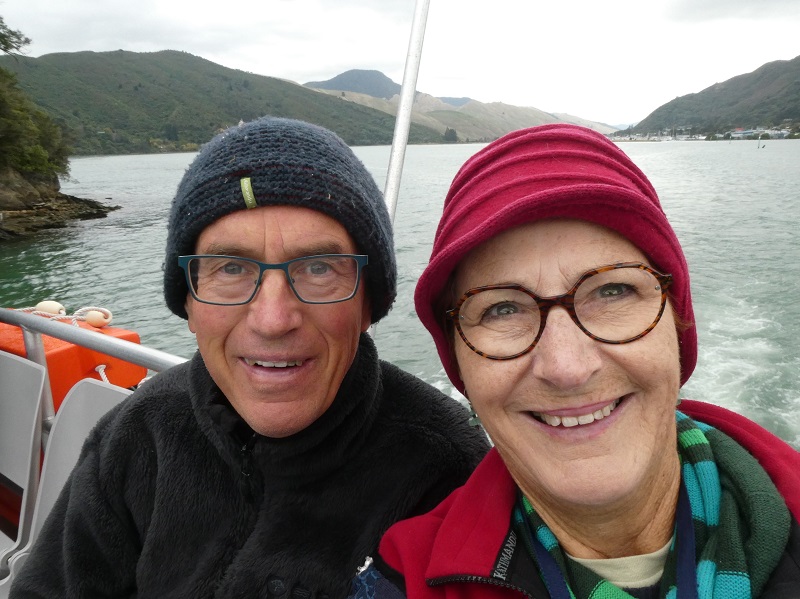 Sitting on the top of the Mail Boat leaving Havelock