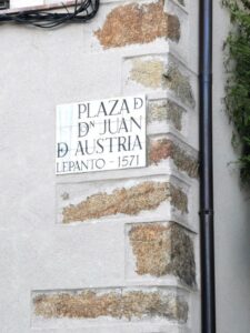 Plaza Juan de Austria sign in Caucos de Yuste