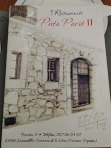 The Puta Parió menu