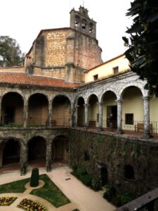 The bell tower and two levels at the Palace Monastery of San Jerónimo, Yuste