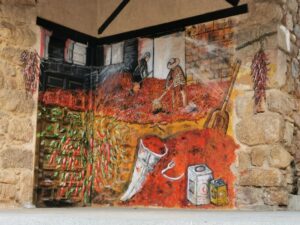 Wall mural in the old town in Cuacos de Yuste