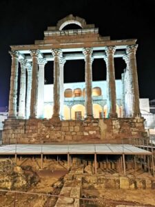 The Temple of Diana lit up at night, Mérida