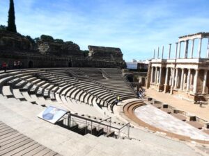 The semi-circular seating arena at the Roman Theatre complex, Mérida