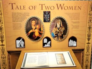 An information board about the two Holy women of Walsingham