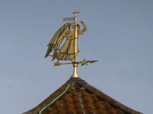The weather vane on top of the church at the Shrine of Mary