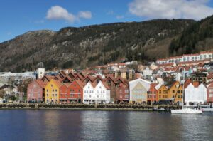 Iconic buildings on Bryggen Wharf Bergen