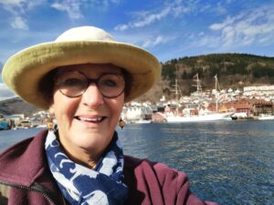 Overlooking the harbour in Bergen with the One Ocean Vessel behind me