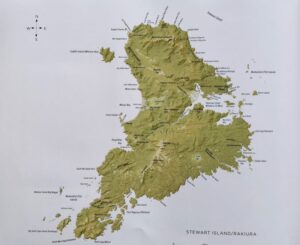 A labeled map of Stewart Island Rakiura