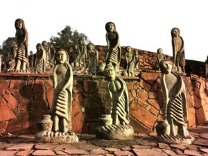A different type of sculpture at the Rock Garden Chandigarh
