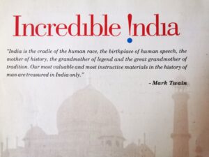 A sign in a hotel about India