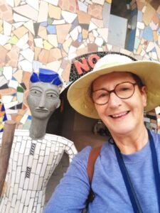 Teresa and one of the sculptures at the Rock Garden Chandigarh