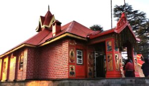 The Hanuman temple on Jakhu Hill above Shimla in the fading night