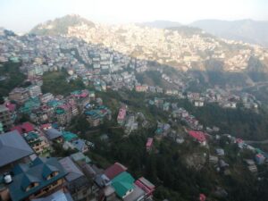 The crowded housing on the back of the Shimla hills on the way to Jacku Hill