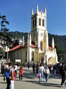 The famous and beautiful Christ Church on 'The Ridge' above the Mall in Shimla