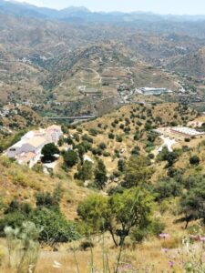 Karma Guen Village, the Gompa and the view from the stupa acorss to the Sierra de Tajeda Mountains