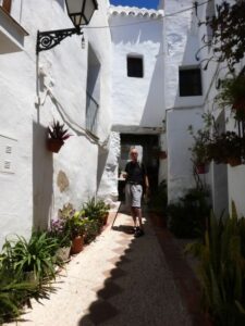Manfred in a narrow lane in Frigiliana