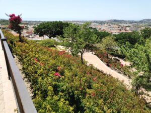 Part of the garden at 'Our Lady of the Remedies' looking over Vélez-Málaga to the Mediterranean Sea