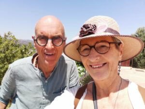 Teresa and Manfred on the balcony at the church 'Our Lady of the Remedies' (Ermita de la Virgen de los Remedios) Vélez-Málaga
