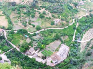 A view of farms below the cliffs of Ronda