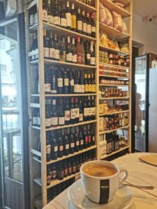 Coffee, wine and good food and see the small balcony's with tables at Taberna La Telera 1860 Setenil de las Bodegas