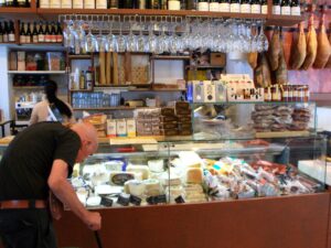 Manfred checking out the cheeses in the Taberna La Telera 1860