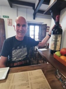 Manfred in Tabanco Los Arco's enjoying some good food and wine but not from this bottle!