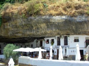 Restaurants in the caves on one of the streets in Setenil de las Bodegas