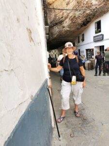 Teresa in the street of cave restaurants Setenil de las Bodegas