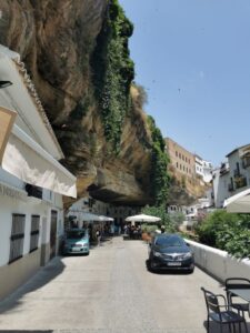 The cave restaurants in a street in Setenil de las Bodegas