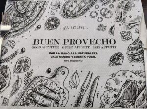 A table placemat at Torreón Cafe & Copas Grazalema