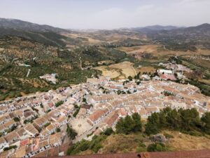A view from the top of the castle on the hill Zahara de la Sierra