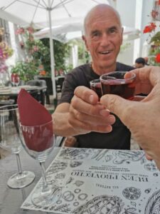Cheers! with Manfred at Torreón Cafe & Copas Grazalema