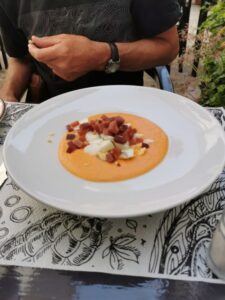 Cold tomato soup at Torreón Cafe & Copas Grazalema