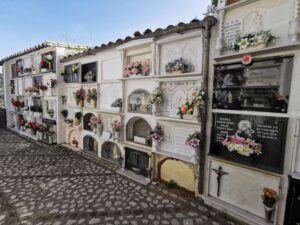 Crypts at the cemetery at 'Iglesia del Salvador' (El Salvador Church), Villaluenga del Rosario