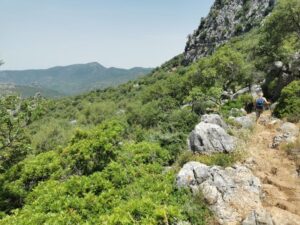 Manfred heading down the track extension past the end of the Ojo del Moro track