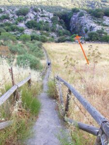 Manfred on the walkway from Villaluenga Del Rosario village to Sima de Villaluenga