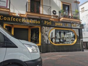 One of the shops selling local leather goods in Ubrique