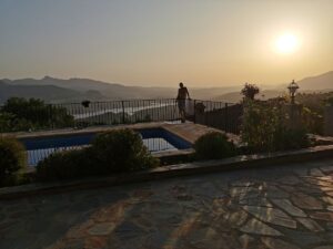 Sunset over the pool at El Tajo