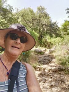 Teresa on the El Molino del Susto track to the road